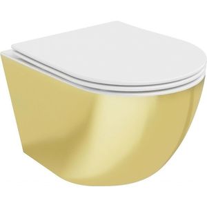 MEXEN - Lena Závesná WC misa vrátane sedátka s slow-slim, duroplast, biela/zlatá 30224006 vyobraziť