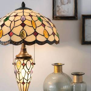 Clayre&Eef Stolná lampa 5182 farebné, tienidlo sklo Tiffany vyobraziť