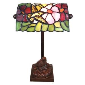 Clayre&Eef Stolná lampa 6008, Tiffany štýl, s motívom vtákov vyobraziť