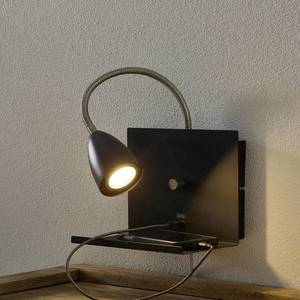 Markslöjd Nástenná lampa Logi s úložnou plochou, čierna vyobraziť