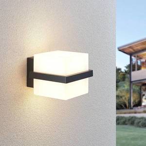 Lindby Vonkajšie nástenné LED svietidlo Auron tvar kocky vyobraziť