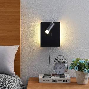 Lucande Lucande Zavi nástenné LED svietidlo, USB, čierne vyobraziť
