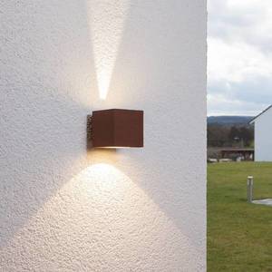 Lucande Hrdzavohnedé vonkajšie nástenné LED Jarno kocka vyobraziť