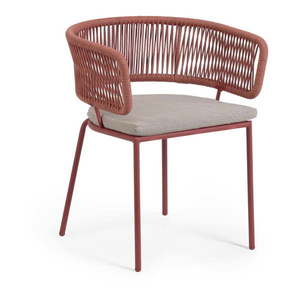 Záhradná stolička s oceľovou konštrukciou a hnedým výpletom Kave Home Nadin vyobraziť