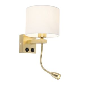 Nástenná lampa v štýle art deco zlatá s bielym tienidlom - Brescia vyobraziť