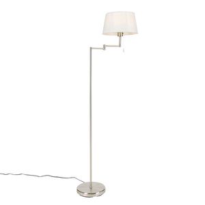 Klasická stojaca lampa z ocele s nastaviteľným bielym tienidlom - Ladas vyobraziť