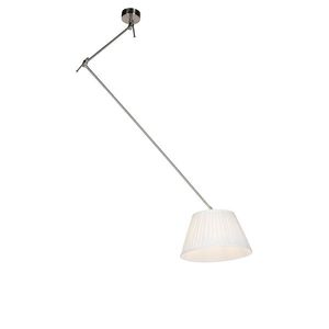 Závesná lampa s nariaseným tienidlom krémová 35 cm - oceľ Blitz I vyobraziť