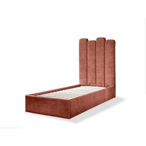 Čalúnená jednolôžková posteľ s úložným priestorom s roštom 90x200 cm v tehlovej farbe Dreamy Aurora – Miuform vyobraziť