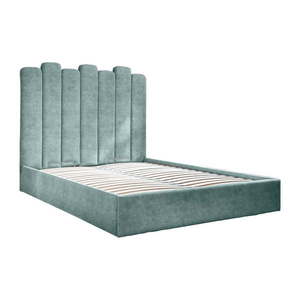 Tyrkysovomodrá čalúnená dvojlôžková posteľ s úložným priestorom s roštom 140x200 cm Dreamy Aurora – Miuform vyobraziť