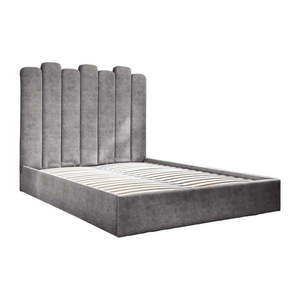 Sivá čalúnená dvojlôžková posteľ s úložným priestorom s roštom 160x200 cm Dreamy Aurora – Miuform vyobraziť