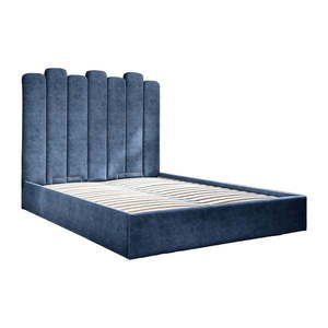 Modrá čalúnená dvojlôžková posteľ s úložným priestorom s roštom 180x200 cm Dreamy Aurora – Miuform vyobraziť