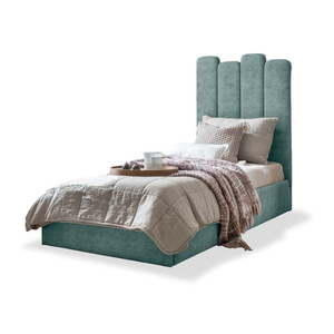 Tyrkysovomodrá čalúnená jednolôžková posteľ s úložným priestorom s roštom 90x200 cm Dreamy Aurora – Miuform vyobraziť