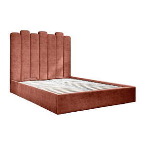 Čalúnená dvojlôžková posteľ s úložným priestorom s roštom 160x200 cm v tehlovej farbe Dreamy Aurora – Miuform vyobraziť