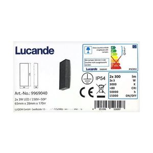 Lucande Lucande - LED Vonkajšie nástenné svietidlo CORDA 2xLED/3W/230V IP54 vyobraziť