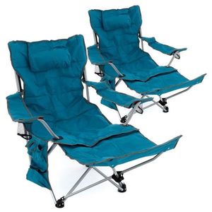 Sada 2 ks kempingových stoličiek s podnožkou, modrá vyobraziť