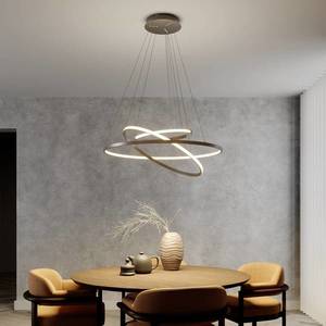 Lucande LED závesná lampa Ezana s tromi krúžkami, niklová vyobraziť