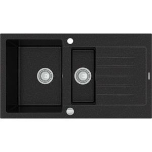 MEXEN MEXEN - Matias žula drez 1, 5-misa drez s vypúšťaním krátky Board 900x505 mm, čierna / strieborná metalíza 6502901505-73 vyobraziť