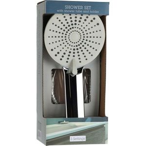 Sprchový set Elegant chróm, sprcha pr. 11 cm, 3 funkcie, hadica a držiak, ABS vyobraziť