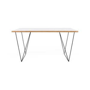 Biely pracovný stôl s čiernymi nohami TemaHome Flow, 140 x 75 cm vyobraziť