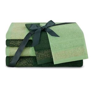 Sada 6 ks ručníků BELLIS klasický styl zelený vyobraziť