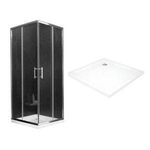 MEXEN/S - Rio Sprchovací kút štvorcový 70x70, transparent, chrom + vanička so sifónom 860-070-070-01-00-4010 vyobraziť