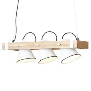 Brilliant Závesná lampa Plow 3-pl. biela, svetlé drevo vyobraziť