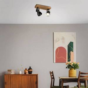 Briloner Stropný reflektor Arbo s dreveným prvkom, dvojplatnička vyobraziť
