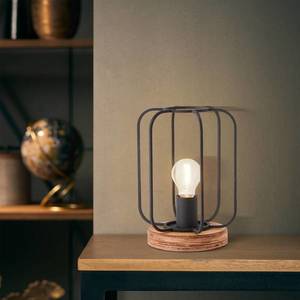 Brilliant Stolná lampa Tosh s dreveným podstavcom vyobraziť