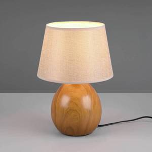 Reality Leuchten Stolová lampa Loxur, 35 cm, béžová/drevený vzhľad vyobraziť