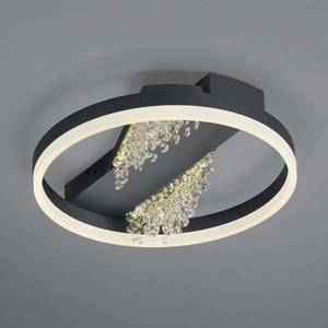 HELL LED stropné svietidlo Dunja s krištáľovým vzhľadom čierne vyobraziť