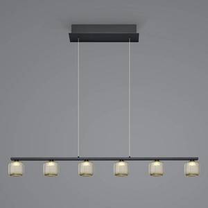 HELL Závesné svietidlo Loft LED s dymovým sklom, šesť svetiel vyobraziť