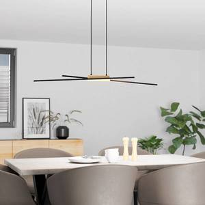 EGLO Závesné svietidlo Panagria LED, čierne s drevenými detailmi vyobraziť