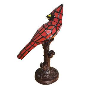 Clayre&Eef Stolová lampa 5LL-6102R Vták, červená štýl Tiffany vyobraziť