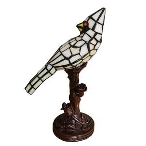 Clayre&Eef Stolová lampa 5LL-6102N Vták, krémová štýl Tiffany vyobraziť