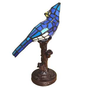 Clayre&Eef Stolová lampa 5LL-6102BL Vták, modrá štýl Tiffany vyobraziť