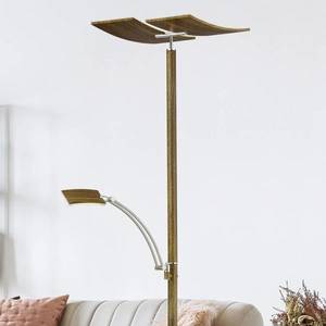 HELL Stojacia LED lampa Duo so stmievačom, drevo vyobraziť