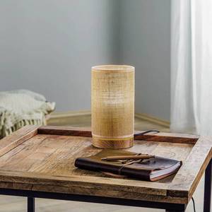 BRITOP Stolová lampa Canvas, dubové drevo, okrúhla béžová vyobraziť