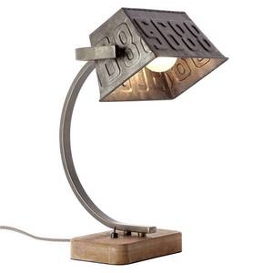 Brilliant Kovová stolná lampa Drake s dreveným podstavcom vyobraziť
