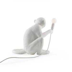 SELETTI Vonkajšie LED svietidlo Monkey Lamp biela sediace vyobraziť