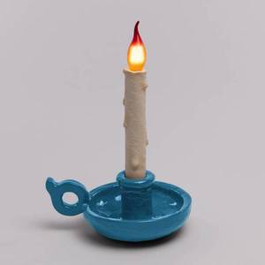 SELETTI Stolová LED lampa Grimm Bugia tvar sviečky modrá vyobraziť