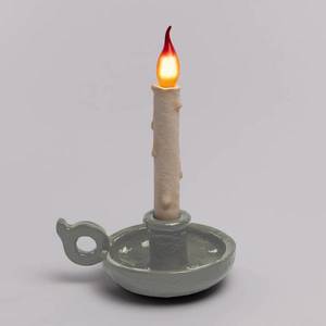 SELETTI Stolová LED lampa Grimm Bugia v tvare sviečky sivá vyobraziť