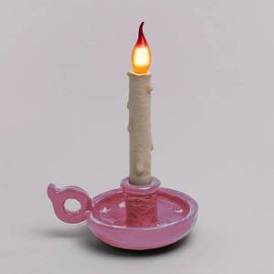 SELETTI Stolová LED lampa Grimm Bugia tvar sviečky ružová vyobraziť