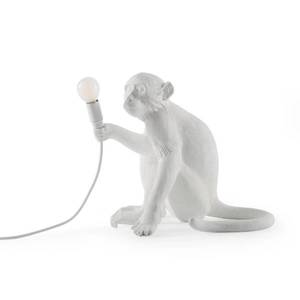 SELETTI Stolová LED lampa Monkey Lamp, biela, sediaca vyobraziť