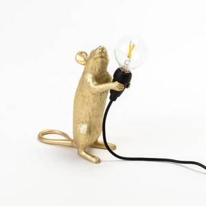 SELETTI Stolová LED lampa Mouse Lamp USB stojacia zlatá vyobraziť