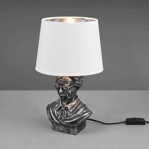 Reality Leuchten Stolová lampa Albert tvar busty, strieborná/biela vyobraziť