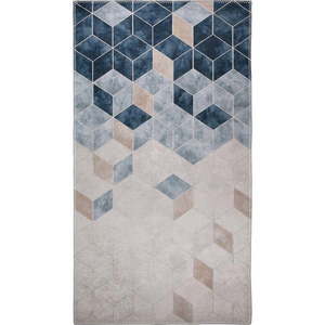 Tmavomodro-krémový prateľný koberec behúň 200x80 cm - Vitaus vyobraziť