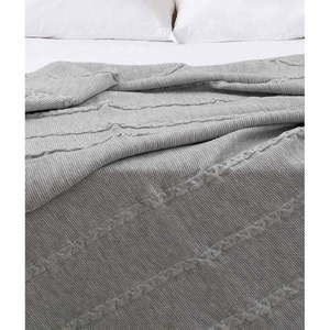 Sivá bavlnená prikrývka na dvojlôžko 200x220 cm Trenza - Oyo Concept vyobraziť