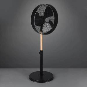 Reality Leuchten Stojaci ventilátor Viking čierny s dreveným prvkom vyobraziť