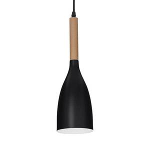 Ideallux Závesná lampa Manhattan drevený detail, čierna vyobraziť