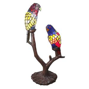 Clayre&Eef Dekoračná lampa 6017, dve papagáje, Tiffany design vyobraziť